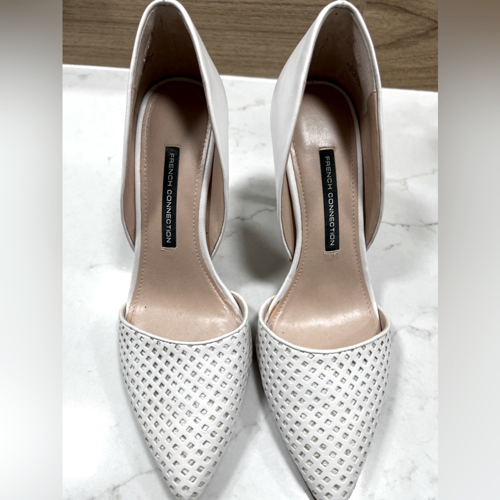 French Connection white pointy toed heels, size US9 / EU40